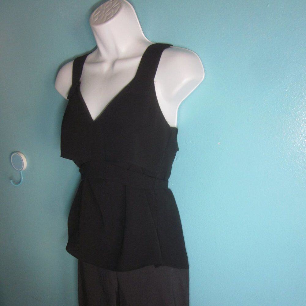 C/MEO Collective Womens Top S Black V-Neck Tank Wrap Tie Blouse - Sample